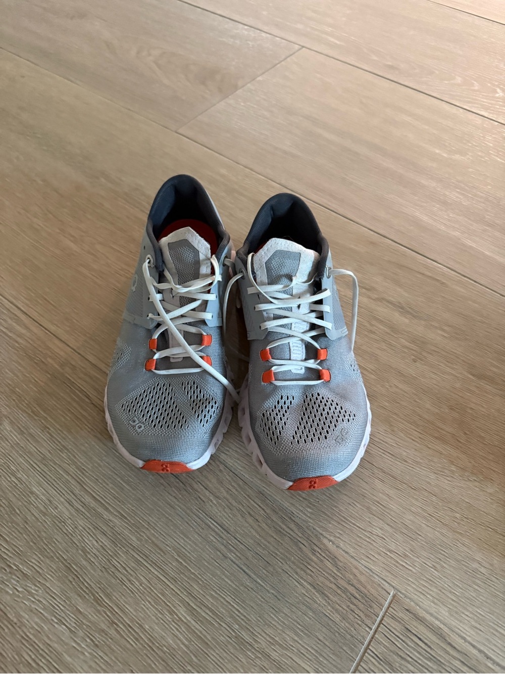 On Running Women's Gray and Orange Running Sneakers